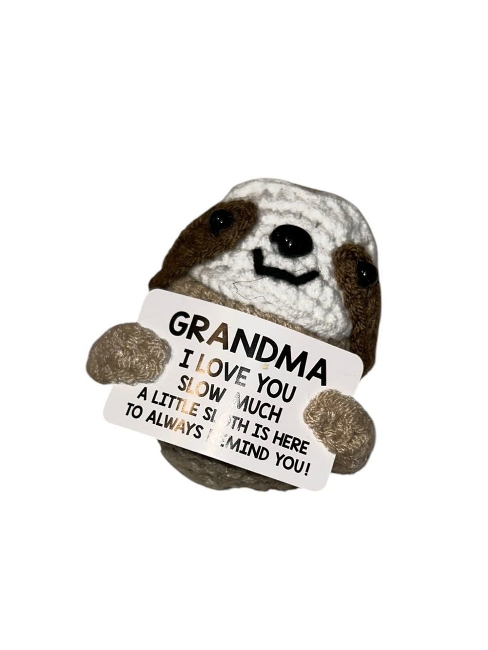 Grandma Crochet Dog Rattle Toy - Brown & White